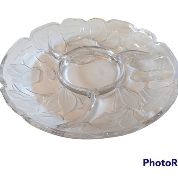 Vintage Clear Glass Appetizer Tray, 14" - Picture 1 of 4